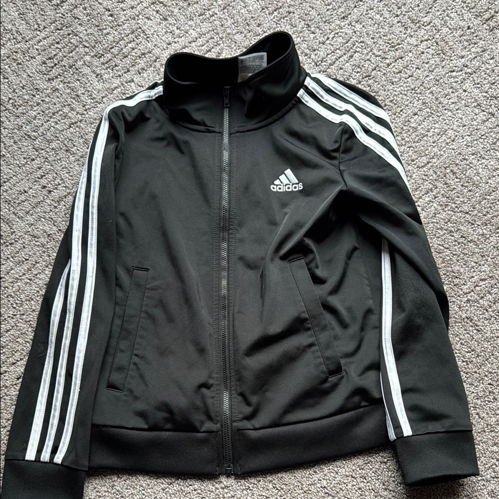 Adidas Black Track Jacket with White Stripes